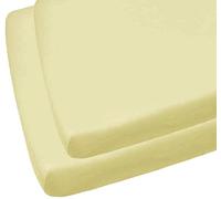 Sábana Bajera Ajustable para Cuna de Viaje de 95 x 65 Pulgadas, sábana Bajera Ajustable elástica en 4 direcciones Suave, hipoalergénica, elástica, Transpirable, Paquete de 2, Color Amarillo