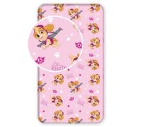 Sábana Bajera Ajustable Patrulla Canina con Skye en Rosa, Perritos, 90 cm x 200 cm + 25 cm 100% algodón para niños