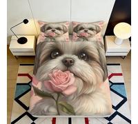 Sábana Bajera Ajustable Perro Bonito 3D Impresa Microfibra Antideslizante Bolsillo Profundo Ropa de Cama Perro Bonito Mattress Fitted Cover Lavable 90x200x25cm