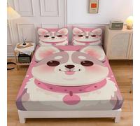 Sabana Bajera Ajustable Shiba Inu Sabanas 180x200 Animal Ropa de Cama, Protector Colchon Suave Cómoda con Bolsillo Profundo de 30 cm, y 2 Fundas de Almohada