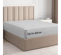 Sábana bajera ajustable tamaño King 150 x 200 x 40 cm, 100 % algodón, 400 hilos, sábana bajera extraprofunda para colchones de hasta 40 cm, suave, transpirable, sin arrugas, calidad hotelera, OEKO-TEX