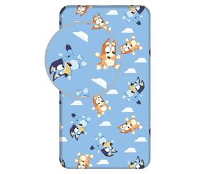 Sábana bajera ajustada Bluey 100% algodón, para cama individual con esquinas elásticas, 90 × 200 + 25 cm, sábana para niños oficialmente licenciada por Bluey