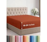 Sábana bajera ajustada extra profunda - Solo sábana bajera individual de lujo para hotel - Se adapta fácilmente a colchones de 46 cm a 61 cm - Ultra suave, sin arrugas ni decoloración, con bolsillos