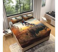 Sábana Bajera - con Bolsillo Profundo 90 x 190 cm Sábana Bajera Vistoso Microfibra Suave Y De Fácil Cuidado Bicicleta Deportiva de montaña Sábana Bajera Estampada - decoración Ropa de Cama