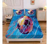 Sábana Bajera Conceptos Básicos del FútbolDe 90x190x30 cm, Estilo Acuarela Sábanas Ajustables, Azul Sábana Ajustable Suave Lavable Máquina para Todas Las Estaciones