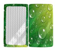 Sábana Bajera Cuna Bebe Gota de Agua Imprime, Morbuy Sabanas Minicuna, Ábana Capazo Ajustable Transpirable Funda de Cuna Universal para Colchones Ovalados,Rectangulares (Verde,90x55cm)