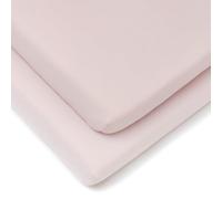 Sábana bajera de algodón ajustable para cochecito (2 unidades), color rosa, de la firma Clair de Lune