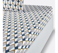 Sábana bajera de percal Elisa azulada. Talla Cama 160cm (160x200cm). Color Estampado