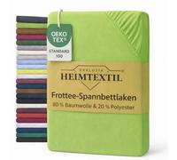 Sábana bajera de rizo, con goma en el borde, disponible en diferentes tamaños y colores, algodón rizado, verde manzana, 140 - 160 x 200 cm