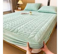 Sábana bajera de terciopelo de lujo, tamaño King/Queen, antideslizante, lavable, protector de cama de felpa suave, colcha para todas las estaciones (150 x 200 cm)