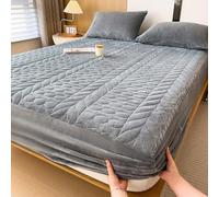 Sábana bajera de terciopelo suave, antideslizante, lavable, protector de felpa gruesa para camas tamaño Queen/King, ropa de cama para todas las estaciones, 150 x 200 cm