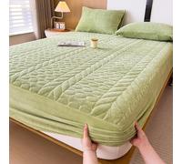 Sábana bajera de terciopelo suave, tamaño Queen/King, antideslizante, lavable, protector de cama de felpa para todas las estaciones, grueso, cómodo y duradero, 120 x 200 cm de alto