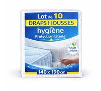 Sábana bajera desechable 140 x 190 | Juego de 10 fundas de colchón de gran gorro antimanchas - Anti bacterias | Higiene Protección Ropa de cama | Recomendado Casas - Camping - Alquiler - Médico