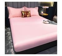 Sábana Bajera elástica, Funda Protectora for colchón, Colcha de satén, Ropa de Cama, sábana de rayón, Individual, Doble, Queen, King, tamaño 90(Picture color-05,150x200x25cm 1pc)