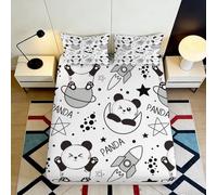 Sábana Bajera Estampado 3D Panda Espacial Microfibra Bolsillo Profundo para Dormitorio Panda Astronauta Mattress Fitted Cover 140x200x25cm
