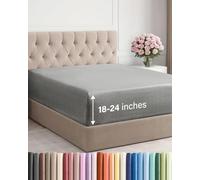 Sábana bajera extra profunda tamaño California King - Sábana bajera individual de lujo tipo hotel - Se adapta fácilmente a colchones de 46 a 61 cm - Suave, sin arrugas, transpirable y cómoda, con