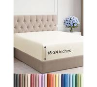 Sábana bajera extraprofunda tamaño matrimonial - Sábana bajera individual de lujo - Se adapta fácilmente a colchones de 18 a 24 pulgadas - Ultra suave, no se arruga ni se decolora, con bolsillos extra
