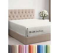 Sábana bajera extraprofunda tamaño Queen, sábana bajera individual de lujo tipo hotel, se adapta fácilmente a colchones de 46 a 61 cm (18 a 24 pulgadas), suave, sin arrugas, transpirable y cómoda, con