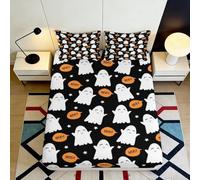 Sábana Bajera Fantasma Calabaza 3D Printing Microfibra Bolsillo Profundo Antideslizante Ropa de Cama Fantasma Halloween Mattress Fitted Cover 180x200x25cm