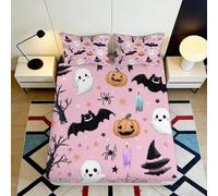 Sábana Bajera Fantasma Halloween 3D Impresa Microfibra Bolsillo Profundo Antideslizante Mattress Fitted Cover para Dormitorio 140x200x25cm