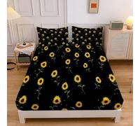 Sábana Bajera GirasolDe 180x200x30cm, Minimalismo Sábanas Ajustables, Amarillo Sábana Ajustable Suave Lavable Máquina para Todas Las Estaciones