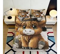 Sábana Bajera Impresa 3D Vaca Linda Microfibra Bolsillo Profundo Antideslizante Funda de Colchón Vaca Ropa de Cama 160x200x25cm