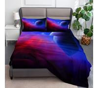 Sábana Bajera Impresas de Microfibra Suave Tema De Nebulosa Espacial Celestial Suave Cómoda Transpirable Tela, Elástico en el Borde Bolsillo Profundo 30cm, 90 x 190 cm, Azul-Violeta