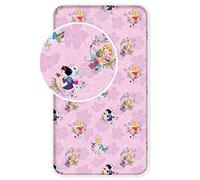 Sábana Bajera Infantil Disney Princesa Blancanieves Cenicienta Rapunzel La Bella Durmiente 90x200 + 25 cm 100% algodón