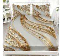 Sábana Bajera Juegos de Cama 160x200 cm con Elástica Bolsillo Profundo 30cm JoyeríA Gold Line Matrimonial Ajustables Protector De Colchón Suave Cómoda Blanco para Adolescentes y Adultos