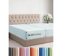 Sábana bajera King dividida única de lujo de hotel, ajustable con bolsillos extraprofundos, se adapta fácilmente a colchones de 45 a 60 cm, suave, sin arrugas, transpirable y cómoda, Azul hielo