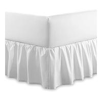 Sábana bajera lisa 100 % algodón egipcio | Fácil de cuidar, 40 cm de profundidad con volantes - Lavable a máquina - Individual, doble, king size (blanco, tamaño king)