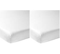 Sábana Bajera Meyco Baby Uni para la Cuna (sábana Jersey Suave, Fabricada en algodón 100%, Transpirable, Dimensiones: 60 x 120cm), Blanco (Paquete de 2)