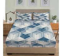 Sábana Bajera Microfibra 160x200x30 cm GeometríA del Espacio SóLido Sábana Ajustable Suave Cómoda Transpirable Colchones Ropa de Cama Luz para Cama Matrimonial Niños Adultos