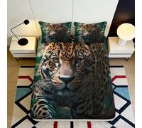 Sábana Bajera Microfibra 3D Impresa Leopardo Bolsillo Profundo Antideslizante Cama Leopardo Mattress Fitted Cover Ajustable Lavable para Adultos Jóvenes 160x200x25cm
