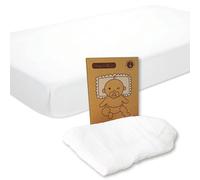 Sábana Bajera Muselina para Capazo o Moisés - 100% Algodón Bámbula Transpirable - Suave, Ajustable y Lavable - para Bebé Niño y Niña - Blanco 36x78 cm