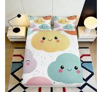 Sábana Bajera Nube Animada 3D Impresa Microfibra Bolsillo Profundo Antideslizante Cubrecama Nube Lavable para Dormitorio 200x200x25cm