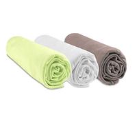 Sábana Bajera Ovalada para moisés de 32 x 72 cm, Color Verde anís Blanco Topo | 100% bambú | Compatible con colchón Ovalado para capazo, capazo, capazo, moisés, Oeko Tex | Fabricado en Europa |