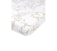 Sábana Bajera para Cuna Meyco Baby Branches (sábana de algodón Jersey 100%, Extra Suave, cómoda y Transpirable, Ajuste Gracias al cordón elástico Que la Envuelve, tamaño: 40 x 80/90cm), Arena