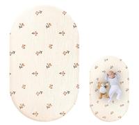 Sábana bajera para cuna para niños - Sábana bajera ajustable para colchón de cuna estándar - Gasa de muselina neutra transpirable y de 32,3x16,9x3,9 pulgadas para niñas, niños, niños, minicuna
