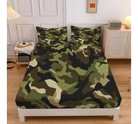 Sábana Bajera Patrón De CamuflajeDe 90x190x30 cm, Minimalismo Sábanas Ajustables, Verde Sábana Ajustable Suave Lavable Máquina para Todas Las Estaciones