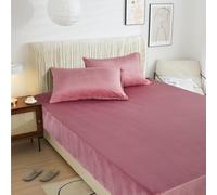 Sábana bajera polar de forro polar 200x200 rosa antiguo rosa esponjoso cálido sábana de invierno sábana de lino para cama box spring toalla de felpa cama acogedora sábana ajustada 200 x 200 cama doble