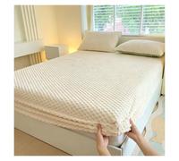 Sabana Bajera Queen Terciopelo Leche Forro Polar Invierno Bolsillo Profundo | Bolsillo profundo 30 cm elástico 360° forro leche ultra suave sin fundas(Beige,Queen: 60*80in)