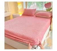 Sabana Bajera Queen Terciopelo Leche Forro Polar Invierno Bolsillo Profundo | Bolsillo profundo 30 cm elástico 360° forro leche ultra suave sin fundas(rosa,King: 78*80in)