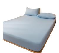 Sabana Bajera Sábana Mate de Color sólido, Funda Cama for Dormitorio, Ropa, Ajustable Profunda tamaño King, 1 ud para Colchones(Sky Blue,160x200cm)