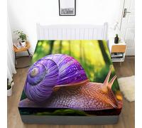 Sábana bajera suave y transpirable, color verde salvia, estampado, 180 x 200 cm, bosque luminoso, concha y caracol, sábana bajera ajustable de microfibra de alta calidad de hasta 30 cm de profundidad