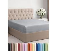 Sábana bajera tamaño King - Sábana bajera de bolsillo profundo individual - Se adapta perfectamente al colchón, suave sin arrugas, 1 sábana bajera solo - color azul acero