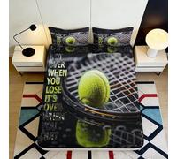 Sábana Bajera Tenis 3D Impresa Microfibra Antideslizante Bolsillo Profundo Cubierta Ajustada Tenis Envolvente para Dormitorio 180x200x25cm