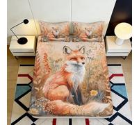 Sábana Bajera Zorra 3D Impresa Microfibra Bolsillo Profundo Dormitorio Funda colchón Zorra Antideslizante Lavable 140x200x25cm