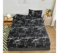 Sábana Blanca con Banda elástica, sábanas Ajustadas de tamaño King y Queen Individual con Estampado de mármol para Camas Dobles, Funda de Cama Integral