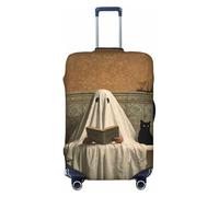 Sábana blanca con diseño de fantasma leyendo en la bañera, fundas elásticas para equipaje de viaje, a prueba de polvo, resistente a los arañazos, protector de maleta de 22 a 24 pulgadas